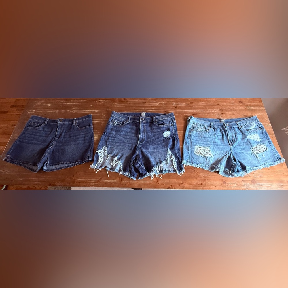 New York & Company Distressed Blue Jean Shorts